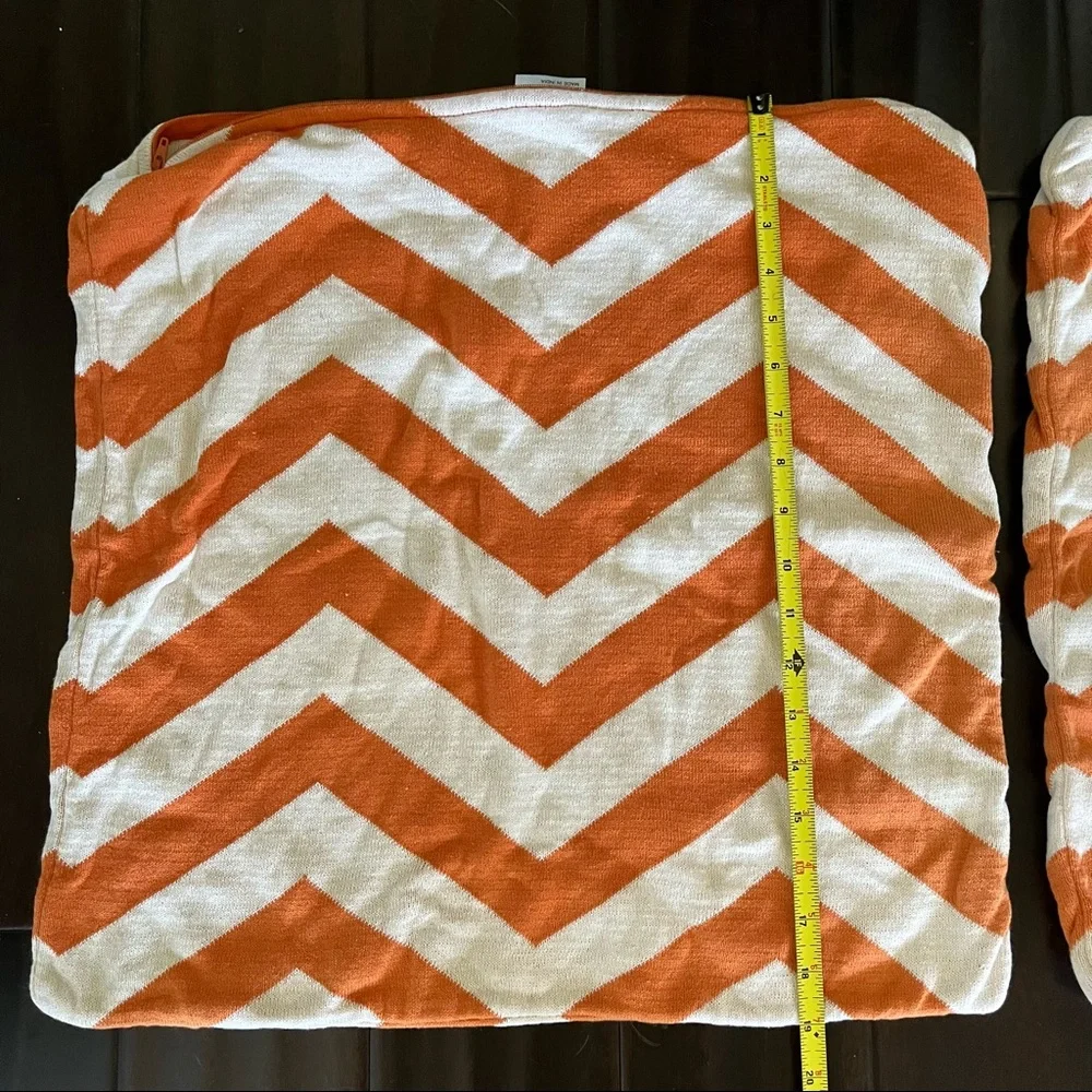 Z Gallerie Orange And White Chevron Zip Up Pillow Cases